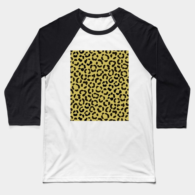 Trendy Black on Gold Leopard Print Pattern Baseball T-Shirt by NataliePaskell